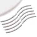 Stainless steel curved tube beads for DIY jewelry making, smooth metal noodle components - Smooth Curved Tube / 2x35x2mm (Hole 1.1mm) / Steel