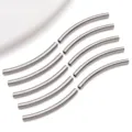 Stainless steel curved tubes spacer beads for DIY jewelry making, smooth silver color pendant findings. - Smooth Curved Tube / 2.5x30x2.5mm (Hole 1.6mm) / Steel