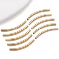 Gold curved tube beads smooth stainless steel metal spacer charms for DIY jewelry making 1pc - Smooth Curved Tube / 3x40x3mm (Hole 2.2mm) / Gold