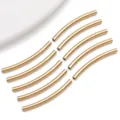 Gold Curved Tube Beads Stainless Steel DIY Jewelry Making Accessories Component Variant - Smooth Curved Tube / 2x25x2mm (Hole 1mm) / Gold