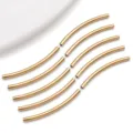 Gold stainless steel curved tube beads DIY jewelry making pendant accessories charm findings. - Smooth Curved Tube / 2x30x2mm (Hole 1.1mm) / Gold