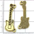Antique gold alloy guitar charms for DIY necklace bracelet jewelry making and craft accessories. - Guitar (20876) / 1 Piece Pack (26x11mm) / Antique Gold