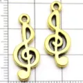 Antique gold treble clef music note pendant charms for DIY jewelry making necklace bracelets. - Musical Note (11119) / 1 Piece (25x10mm) / Antique Gold