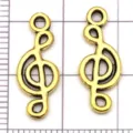 Pendentifs clé de sol en or antique, charms de musique en alliage pour bracelets DIY. - Note de Musique (20879)