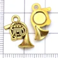 Pendentif instrument de musique en alliage or ancien pour bracelets colliers bijoux DIY. - Instrument de Musique Cor (20880)