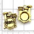 Pendentifs breloques en métal instrument de musique tambour or ancien DIY bijoux parts. - Batterie (20881)