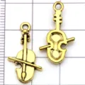 Pendentifs violon en alliage or antique pour bracelets colliers bijoux accessoires. - Violon (20886)