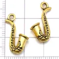 Pendentif breloque saxophone en alliage or antique pour la création de bijoux DIY. - Saxophone (20892)
