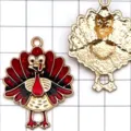 Jolis pendentifs de dinde de Thanksgiving en alliage émaillé pour fabrication de bijoux DIY. - Dindon Rouge
