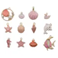 Pink oil drop alloy marine seashell starfish whale pendant diy bracelet jewelry accessories - Mixed 12-Piece Pink Enamel Ocean Series(SN613) / 12 Pieces/Pack