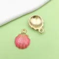 Pink enamel shell alloy charm pendant for DIY bracelet jewelry making, cute ocean themed accessory. - Shell (8605) / 1 Piece (13x18mm)