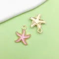 Pink enamel starfish alloy pendant charm for DIY bracelet and necklace jewelry making accessories. - Starfish (8612) / 1 Piece (15x18mm)