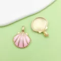 Pink enamel shell alloy pendant DIY bracelet jewelry accessory, beautiful coastal design piece. - Seashell(12030)