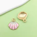 Pink Enamel Sea Shell Alloy Pendant Charm for DIY Bracelet Necklace Jewelry Accessory - Shell (12032)
