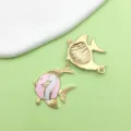 Pink enamel fish metal charm pendant for DIY bracelet necklace jewelry making accessory variant. - Tropical Fish (12314)