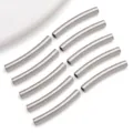 Stainless steel curved tube beads for DIY jewelry making, smooth silver spacer pendants. - Smooth Curved Tube / 2x15x2mm (Hole 1.4mm) / Steel