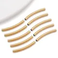 Stainless steel curved tube beads gold smooth DIY jewelry making spacer charms components - Smooth Curved Tube / 3x20x3mm (Hole 2.5mm) / Gold