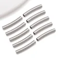 Stainless steel curved tube beads DIY jewelry accessories silver smooth pendant 10pcs - Smooth Curved Tube / 2.5x15x2.5mm (Hole 2.1mm) / Steel