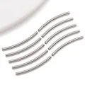 Stainless steel curved tube beads DIY jewelry making findings, silver smooth. - Smooth Curved Tube / 2.5x35x2.5mm (Hole 1.6mm) / Steel