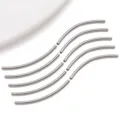 Stainless steel curved tube DIY jewelry accessory, silver smooth tube pendant variant. - Smooth Curved Tube / 2x40x2mm (Hole 1.5mm) / Steel