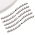 Stainless Steel Curved Tube DIY Jewelry Pendant Smooth Silver Craft Accessories - Smooth Curved Tube / 2.5x25x2.5mm (Hole 2.1mm) / Steel