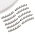 Stainless steel curved tube beads silver smooth spacer beads DIY jewelry making parts - Smooth Curved Tube / 3x25x3mm (Hole 2.5mm) / Steel