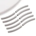 Stainless steel curved tubes, silver tone DIY jewelry making spacer beads 10pcs set - Smooth Curved Tube / 3x30x3mm (Hole 2.5mm) / Steel
