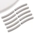 Stainless steel curved tube beads for DIY jewelry making, smooth metal spacer components. - Smooth Curved Tube / 2.5x20x2.5mm (Hole 2.1mm) / Steel
