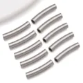 Stainless steel curved tube beads silver smooth DIY jewelry making accessories component. - Smooth Curved Tube / 3x15x3mm (Hole 2.3mm) / Steel