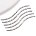 Stainless steel curved tube beads for DIY jewelry making, smooth silver metal spacer findings. - Smooth Curved Tube / 3x45x3mm (Hole 2mm) / Steel
