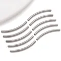 Stainless steel curved tube beads silver smooth metal pendants for DIY jewelry making accessories. - Smooth Curved Tube / 3x40x3mm (Hole 2.2mm) / Steel