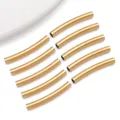 Gold curved noodle tubes stainless steel DIY jewelry making spacer beads accessories suppliers. - Smooth Curved Tube / 2.5x20x2.5mm (Hole 2.1mm) / Gold