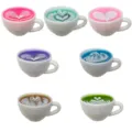 7pcs colorful resin latte art coffee cup charms pendant DIY bracelet necklace jewelry making accessories - Resin Food Play 3-Layer Heart Latte Art Coffee Cup Set (SN1571) / 7 Pieces/Pack / Mixed Colors
