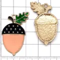 Pendentifs glands en alliage emaille mélangés pour la fabrication de bijoux DIY automne. - Feuille de Pomme de Pin Rose Abricot
