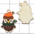 Charm pendentif hibou dessin animé en émail alliage avec chapeau écharpe pour bijoux DIY - Hibou Brun Café