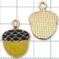 Pendentif gland en alliage pour bijoux DIY, design émaillé multicolore, petit accessoire mignon. - Gland Jaune