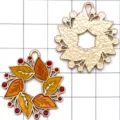 Breloques Couronne de Feuilles d'Automne en Alliage DIY Pendentifs Bijoux Émaillés - Couronne de Feuilles d'Automne