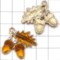Pendentifs breloques feuille d'érable en émail alliage DIY accessoires pour bijoux. - Double Pomme de Pin Avec Feuilles