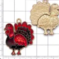 Pendentif dinde emaille colore alliage Thanksgiving charm accessoire de bijoux DIY - Dinde Tournée Vers la Gauche