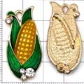 Pendentif en métal de maïs émaillé avec strass pour la fabrication de bijoux de bricolage. - Maïs en Strass