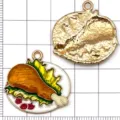 Pendentif Dinde Émail Alliage Accessoire Bijou DIY Multicolore Thanksgiving Charm - Cuisse de Dinde