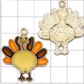 Pendatifs de dinde en alliage émaillé coloré pour accessoires de bijoux DIY de Thanksgiving. - Dinde à Chair Jaune