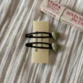 Herzförmige Pünktchen Haarklammer Detail, süßer schwarzer Metall Haarclip für den Alltag. - Grün Paar
