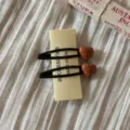 Süße koreanische Polka Dot Herz Haarklammer süßer Ponyclip Haaraccessoire für Mädchen - Kaffee Paar