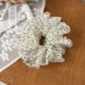 Sheer polka dot hair scrunchie, lightweight mesh fluffy hair tie for daily hairstyles. - L / Off White