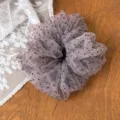 Sheer mesh polka dot hair scrunchie for women, elegant elastic hair tie ponytail holder. - L / Pink Purple