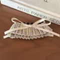 Korean style plaid skirt bow hair claw clip sweet and cute hair accessory detail - Purple Green Plaid