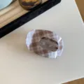 Korean style plaid acetate hair claw clip sweet large oval hair accessory for women daily styling. - Pink and Brown Plaid
