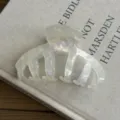 Pearl white acetate hair claw clip detail shot for thick hair styling elegant look - Mermaid Color