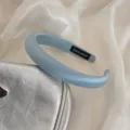 Light blue satin padded headband for women, stylish sponge hair hoop for daily wear. - Blue